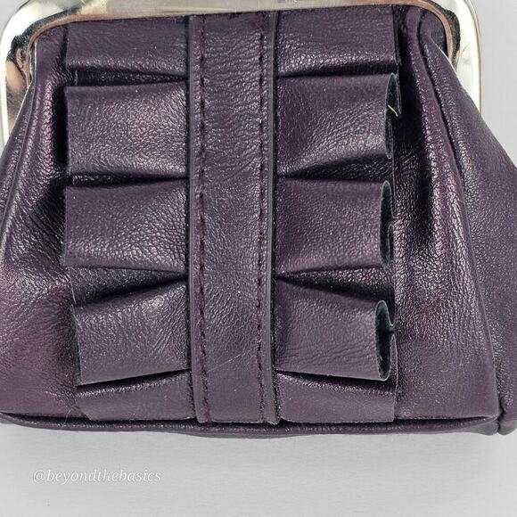Miche Karie Purple Ruffle Front Faux Leather Coin Pouch - Picture 2 of 9
